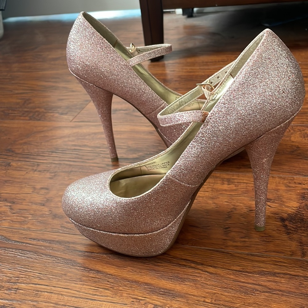 Steve Madden Pink Glitter Mary Jane Heels Stilettos Womens 8